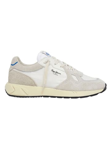 Pepe Jeans FOOTWEAR Leder-Sneakers "Marlon Divided" in Weiß/ Beige