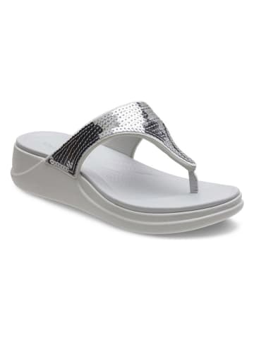 Crocs Teenslippers "Boca Sequin Wedge" grijs