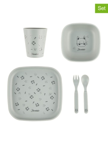 Sterntaler® 5tlg. Kindergeschirr-Set "Katze" in Grau