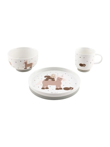Sterntaler® 3tlg. Kindergeschirr-Set "Bauernhof" in Weiß/ Hellbraun
