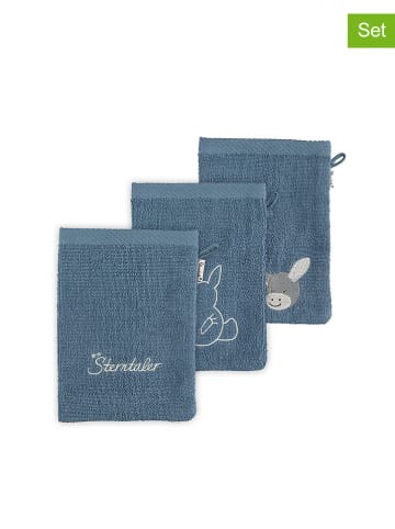 Sterntaler® 3er-Set: Waschlappen "Emmi" in Blau - (L)21 x (B)15 cm