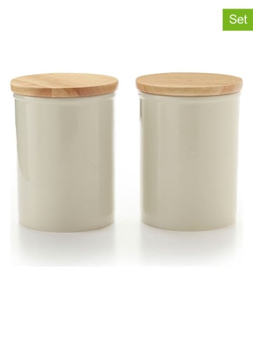 Brandt 2-delige set: voorraadpotten crème/lichtbruin - 1,3 l