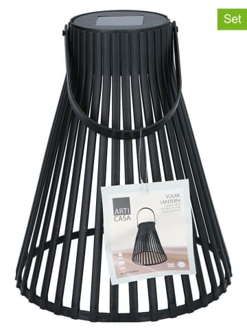 Arti Casa 2-delige set: ledsolarlantaarns zwart - (H)33 x Ø 20 cm