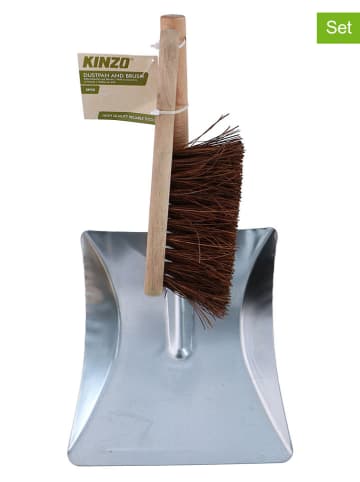 KINZO 2tlg. Set: Schaufel & Handfeger in Silber/ Beige