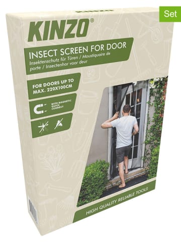 KINZO 2er-Set: Tür-Insektenschutzgittern in Schwarz - (L)220 x (B)100 cm