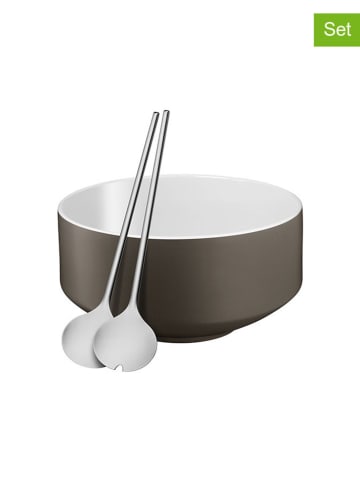 WMF 3tlg. Set: Salatschale & -besteck in Anthrazit