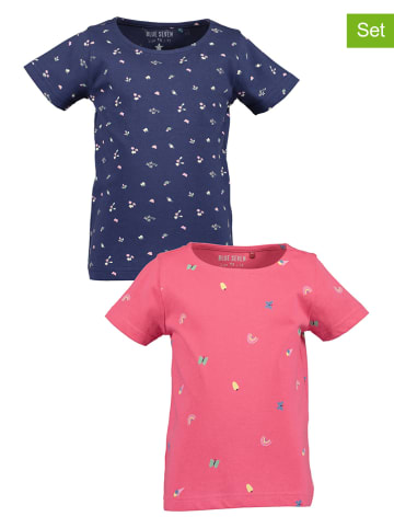 Blue Seven 2er Set: Shirts in Dunkelblau/ Pink