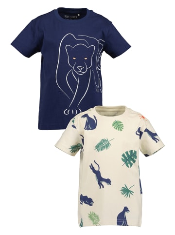 Blue Seven Koszulki (2 szt.) w kolorze granatowo-kremowym