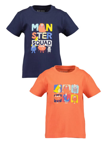 Blue Seven 2-delige set: shirts oranje/donkerblauw