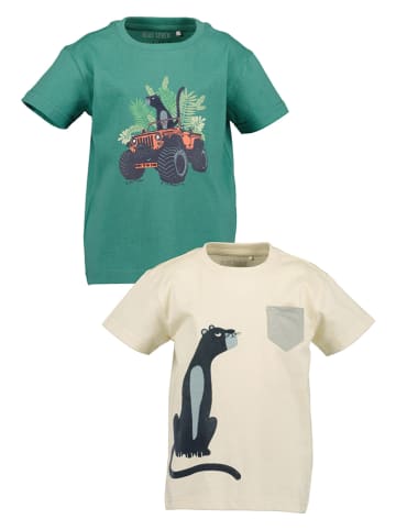 Blue Seven 2-delige set: shirts groen/crème