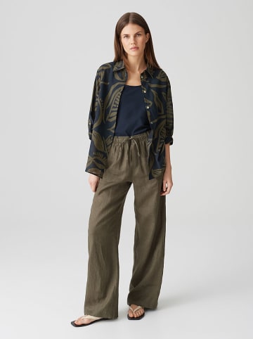 OPUS Bluse in Dunkelblau/ Khaki