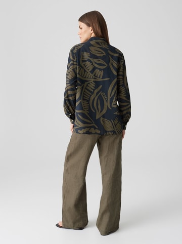 OPUS Bluse in Dunkelblau/ Khaki