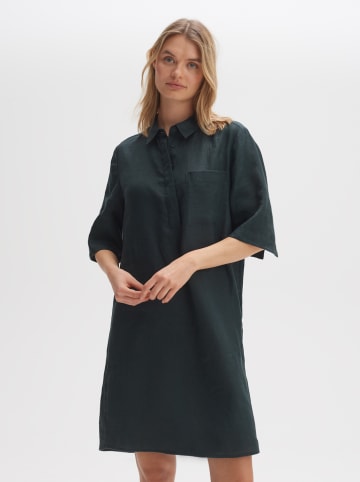 OPUS Lniana sukienka w kolorze antracytowym