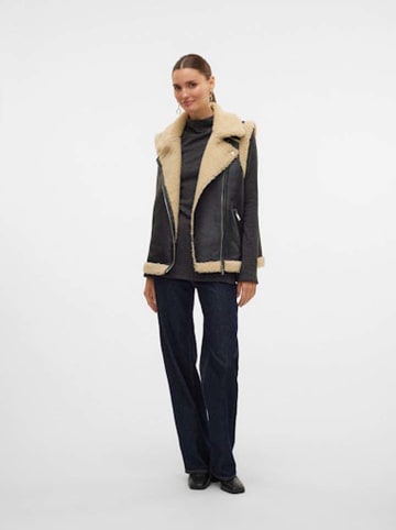 Vero Moda Kunstleren bodywarmer "Peggy" zwart/beige