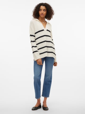 Vero Moda Sweter "Luna" w kolorze kremowo-czarnym