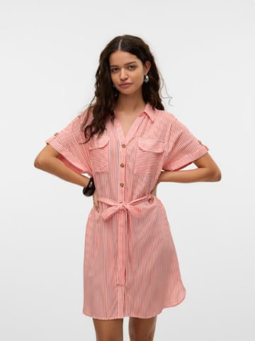 Vero Moda Blusenkleid in Rot/ Weiß