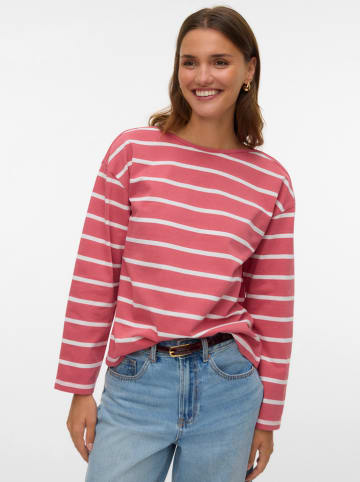 Vero Moda Longsleeve in Pink/ Weiß