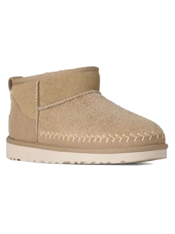 UGG Leder-Boots "Classic Ultra Mini Biarritz" in Beige
