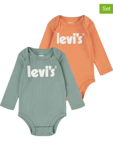 Levi's Kids 2-delige set: rompers groen/oranje