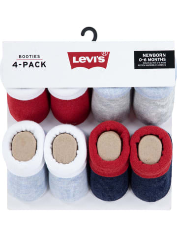 Levi's Kids 4er-Set: Socken in Grau/ Rot/ Dunkelblau