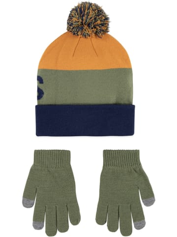 Levi's Kids 2tlg. Set: Mütze und Handschuhe in Khaki/ Gelb