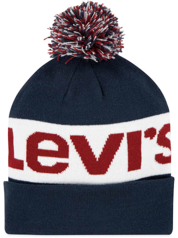 Levi's Kids 2tlg. Set: Mütze und Handschuhe in Dunkelblau/ Weiß