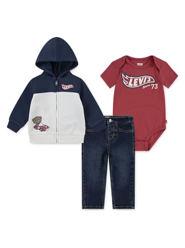 Levi's Kids 3-delige outfit rood/donkerblauw