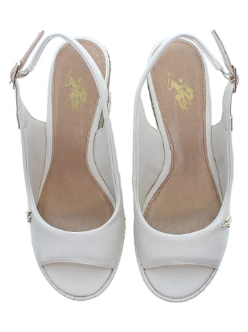 U.S. Polo Assn. Sandały w kolorze białym na koturnie