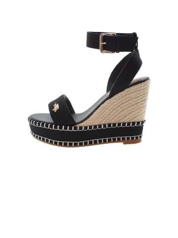 U.S. Polo Assn. Keilsandalen in Schwarz/ Beige