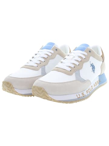 U.S. Polo Assn. Leder-Sneakers in Weiß/ Beige