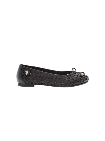 U.S. Polo Assn. Leder-Ballerinas in Schwarz