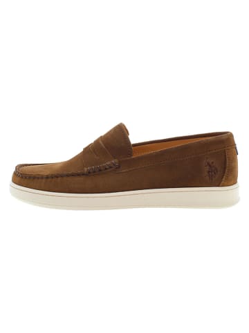 U.S. Polo Assn. Leder-Slipper "Miguel" in Braun