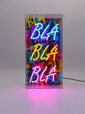 LOCOMOCEAN Neon-lichtbox ''Bla Bla Bla'' blauw/geel/roze - (B)19 x (H)38 x (D)10,5 cm