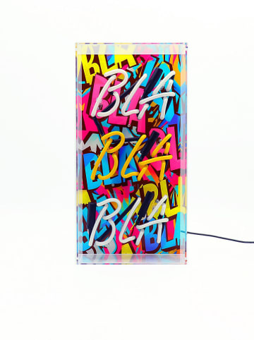 LOCOMOCEAN LED-Leuchtbox ''Bla Bla Bla'' in Blau/ Gelb/ Pink - (B)19 x (H)38 x (T)10,5 cm