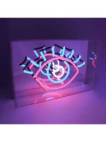 LOCOMOCEAN Lampa neonowa "Eye" w kolorze niebiesko-różowym - 38 x 19 x 10,5 cm