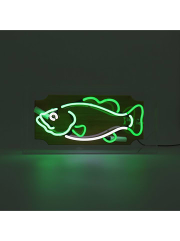 LOCOMOCEAN Lampa neonowa "Fish" w kolorze zielono-białym - 38 x 19 x 10,5 cm
