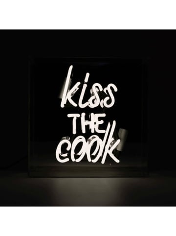LOCOMOCEAN Neon-Leuchtbox ''Kiss the Cook'' in Weiß - (B)25 x (H)25 x (T)10,5 cm
