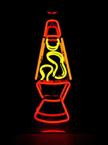 LOCOMOCEAN Neon-Leuchtbox ''Lava Lamp'' in Rot/ Gelb - (B)19 x (H)38 x (T)10,5 cm