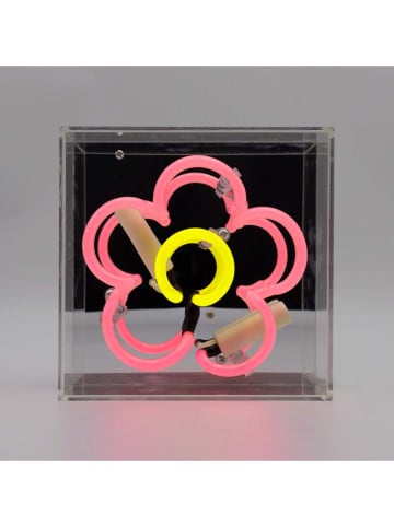 LOCOMOCEAN Led-lichtbox ''Daisy'' roze/geel - (B)16 x (H)16 x (D)9 cm