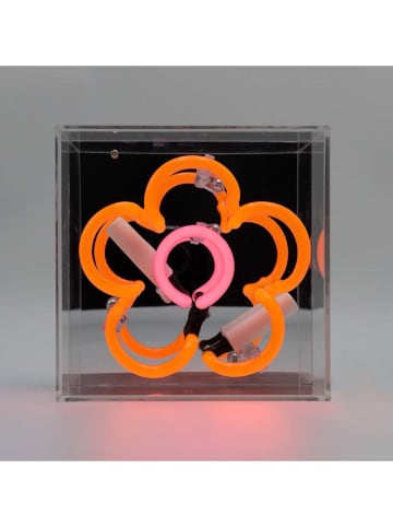 LOCOMOCEAN Led-lichtbox ''Daisy'' oranje/roze - (B)16 x (H)16 x (D)9 cm