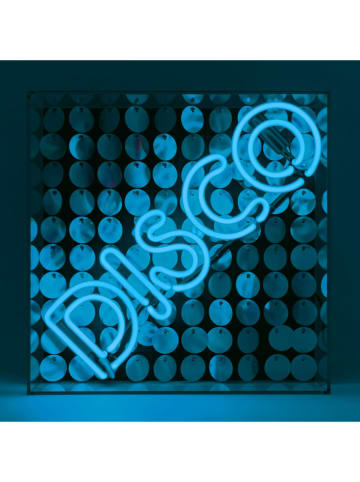 LOCOMOCEAN Neon-Leuchtbox ''Disco'' in Blau - (B)30 x (H)30 x (T)10,5 cm