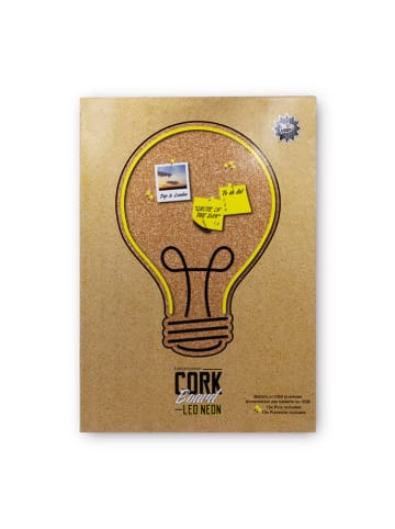 LOCOMOCEAN Tablica korkowa LED "Bulb" w kolorze żółto-jasnobrązowym - 50,8 x 35,5 cm