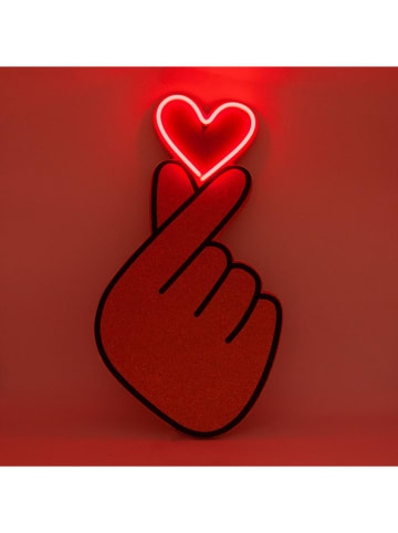 LOCOMOCEAN LED-Korktafel ''Finger Heart'' in Rot/ Hellbraun - (L)44,7 x (B)45,3 cm