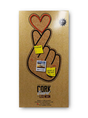 LOCOMOCEAN Led-kurkbord ''Finger Heart'' rood/lichtbruin - (L)44,7 x (B)45,3 cm