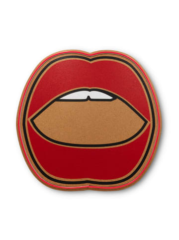 LOCOMOCEAN Led-kurkbord ''Mouth'' rood/lichtbruin - (L)44,7 x (B)45,3 cm