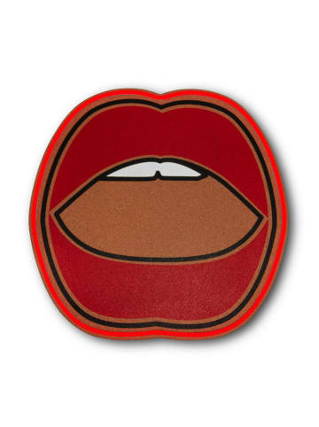 LOCOMOCEAN LED-Korktafel ''Mouth'' in Rot/ Hellbraun - (L)44,7 x (B)45,3 cm