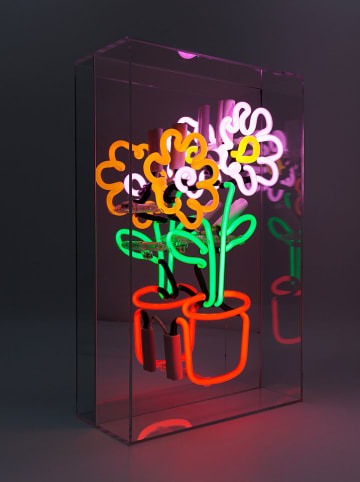 LOCOMOCEAN Neon-Leuchtbox ''Flowers in Pot'' in Bunt - (B)30 x (H)40 x (T)10,5 cm