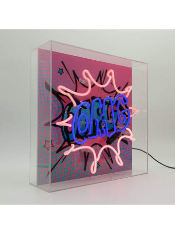 LOCOMOCEAN LED-Leuchtbox ''OMG'' in Pink/ Blau - (B)35 x (H)35 x (T)10,5 cm