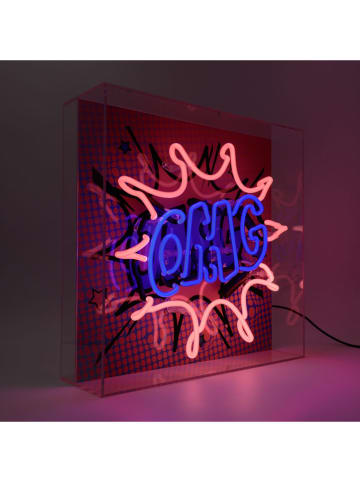 LOCOMOCEAN LED-Leuchtbox ''OMG'' in Pink/ Blau - (B)35 x (H)35 x (T)10,5 cm