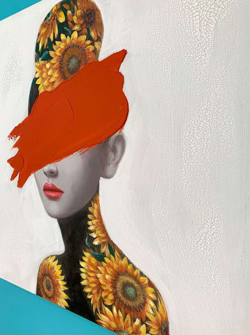 LOCOMOCEAN Leinwandbild ''Sunflower Woman'' - (L)80 x (B)80 cm